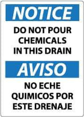 NMC - "Notice - Do Not Pour Chemicals in This Drain", 14" Long x 10" Wide, Pressure-Sensitive Vinyl Safety Sign - Rectangle, 0.004" Thick, Use for Hazardous Materials - All Tool & Supply