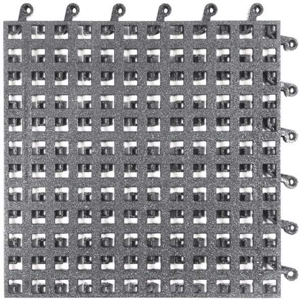 Wearwell - 18" Long x 18" Wide x 7/8" Thick, Anti-Fatigue Modular Matting Solid Grid - Male & Female, 4 Interlocking Sides, Black, For Dry Areas, Series 563 - All Tool & Supply