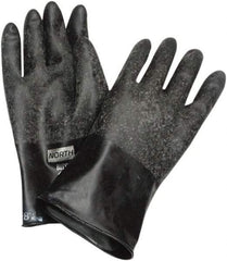 North - Size 2XL (11), 11" Long, 16 mil Thick, Butyl Chemical Resistant Gloves - Rough Finish, Rolled Cuff, Black, FDA Approved - All Tool & Supply