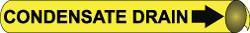 NMC - Pipe Marker with Condensate Drain Legend and Arrow Graphic - 3/4 to 1" Pipe Outside Diam, Black on Yellow - All Tool & Supply