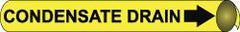 NMC - Pipe Marker with Condensate Drain Legend and Arrow Graphic - 3/4 to 1" Pipe Outside Diam, Black on Yellow - All Tool & Supply