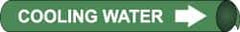 NMC - Pipe Marker with Cooling Water Legend and Arrow Graphic - 3/4 to 1" Pipe Outside Diam, White on Green - All Tool & Supply