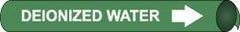 NMC - Pipe Marker with Deionized Water Legend and Arrow Graphic - 3/4 to 1" Pipe Outside Diam, White on Green - All Tool & Supply