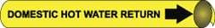 NMC - Pipe Marker with Domestic Hot Water Return Legend and Arrow Graphic - 3/4 to 1" Pipe Outside Diam, Black on Yellow - All Tool & Supply