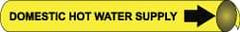 NMC - Pipe Marker with Domestic Hot Water Supply Legend and Arrow Graphic - 3/4 to 1" Pipe Outside Diam, Black on Yellow - All Tool & Supply