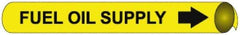 NMC - Pipe Marker with Fuel Oil Supply Legend and Arrow Graphic - 2-1/2 to 3-1/4" Pipe Outside Diam, Black on Yellow - All Tool & Supply