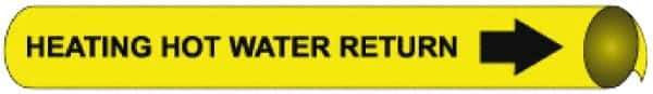 NMC - Pipe Marker with Heating Hot Water Return Legend and Arrow Graphic - 3-3/8 to 4-1/2" Pipe Outside Diam, Black on Yellow - All Tool & Supply