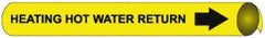 NMC - Pipe Marker with Heating Hot Water Return Legend and Arrow Graphic - 2-1/2 to 3-1/4" Pipe Outside Diam, Black on Yellow - All Tool & Supply