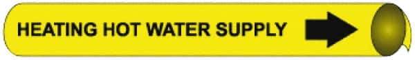 NMC - Pipe Marker with Heating Hot Water Supply Legend and Arrow Graphic - 2-1/2 to 3-1/4" Pipe Outside Diam, Black on Yellow - All Tool & Supply