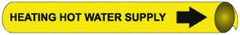 NMC - Pipe Marker with Heating Hot Water Supply Legend and Arrow Graphic - 3/4 to 1" Pipe Outside Diam, Black on Yellow - All Tool & Supply