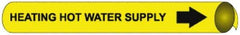 NMC - Pipe Marker with Heating Hot Water Supply Legend and Arrow Graphic - 8 to 10" Pipe Outside Diam, Black on Yellow - All Tool & Supply