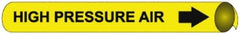 NMC - Pipe Marker with High Pressure Air Legend and Arrow Graphic - 3-3/8 to 4-1/2" Pipe Outside Diam, Black on Yellow - All Tool & Supply