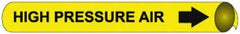 NMC - Pipe Marker with High Pressure Air Legend and Arrow Graphic - 4-5/8 to 5-7/8" Pipe Outside Diam, Black on Yellow - All Tool & Supply