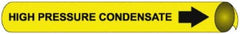 NMC - Pipe Marker with High Pressure Condensate Legend and Arrow Graphic - 3/4 to 1" Pipe Outside Diam, Black on Yellow - All Tool & Supply