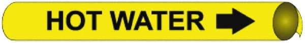 NMC - Pipe Marker with Hot Water Legend and Arrow Graphic - 3/4 to 1" Pipe Outside Diam, Black on Yellow - All Tool & Supply