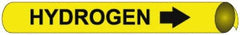 NMC - Pipe Marker with Hydrogen Legend and Arrow Graphic - 2-1/2 to 3-1/4" Pipe Outside Diam, Black on Yellow - All Tool & Supply