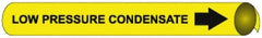 NMC - Pipe Marker with Low Pressure Condensate Legend and Arrow Graphic - 3-3/8 to 4-1/2" Pipe Outside Diam, Black on Yellow - All Tool & Supply