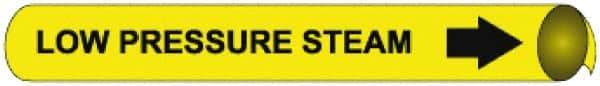 NMC - Pipe Marker with Low Pressure Steam Legend and Arrow Graphic - 10 to 10" Pipe Outside Diam, Black on Yellow - All Tool & Supply