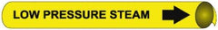 NMC - Pipe Marker with Low Pressure Steam Legend and Arrow Graphic - 3/4 to 1" Pipe Outside Diam, Black on Yellow - All Tool & Supply