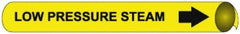 NMC - Pipe Marker with Low Pressure Steam Legend and Arrow Graphic - 4-5/8 to 5-7/8" Pipe Outside Diam, Black on Yellow - All Tool & Supply