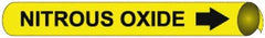 NMC - Pipe Marker with Nitrous Oxide Legend and Arrow Graphic - 3-3/8 to 4-1/2" Pipe Outside Diam, Black on Yellow - All Tool & Supply