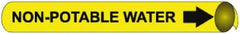 NMC - Pipe Marker with Non-Potable Water Legend and Arrow Graphic - 1-1/8 to 2-3/8" Pipe Outside Diam, Black on Yellow - All Tool & Supply