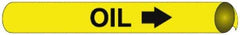 NMC - Pipe Marker with Oil Legend and Arrow Graphic - 3-3/8 to 4-1/2" Pipe Outside Diam, Black on Yellow - All Tool & Supply