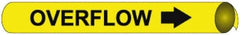 NMC - Pipe Marker with Overflow Legend and Arrow Graphic - 3/4 to 1" Pipe Outside Diam, Black on Yellow - All Tool & Supply