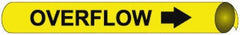 NMC - Pipe Marker with Overflow Legend and Arrow Graphic - 8 to 10" Pipe Outside Diam, Black on Yellow - All Tool & Supply