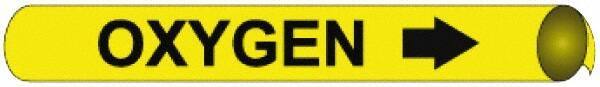 NMC - Pipe Marker with Oxygen Legend and Arrow Graphic - 10 to 10" Pipe Outside Diam, Black on Yellow - All Tool & Supply