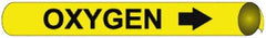 NMC - Pipe Marker with Oxygen Legend and Arrow Graphic - 3-3/8 to 4-1/2" Pipe Outside Diam, Black on Yellow - All Tool & Supply