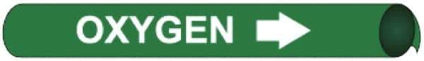 NMC - Pipe Marker with Oxygen Legend and Arrow Graphic - 4-5/8 to 5-7/8" Pipe Outside Diam, White on Green - All Tool & Supply