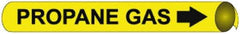 NMC - Pipe Marker with Propane Gas Legend and Arrow Graphic - 2-1/2 to 3-1/4" Pipe Outside Diam, Black on Yellow - All Tool & Supply