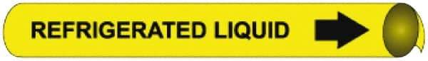 NMC - Pipe Marker with Refrigerated Liquid Legend and Arrow Graphic - 1-1/8 to 2-3/8" Pipe Outside Diam, Black on Yellow - All Tool & Supply