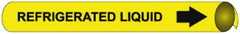 NMC - Pipe Marker with Refrigerated Liquid Legend and Arrow Graphic - 1-1/8 to 2-3/8" Pipe Outside Diam, Black on Yellow - All Tool & Supply