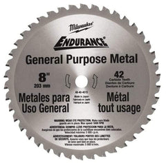 Milwaukee Tool - 8" Diam, 42 Tooth Wet & Dry Cut Saw Blade - Carbide-Tipped, Standard Round Arbor - All Tool & Supply