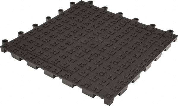 Wearwell - 18" Long x 18" Wide x 7/8" Thick, Anti-Fatigue Modular Matting Solid Grid - 4 Interlocking Sides, Black, For Dry Areas, Series 562 - All Tool & Supply