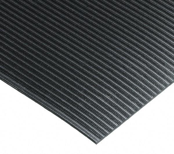 Wearwell - 75 Ft. Long x 3 Ft. Wide x 3/8 Inch Thick, Vinyl, Ribbed Surface Switchboard Matting - 40,000 V Max Dielectric Strength, 26,500 V Max Recommended Use, Black - All Tool & Supply