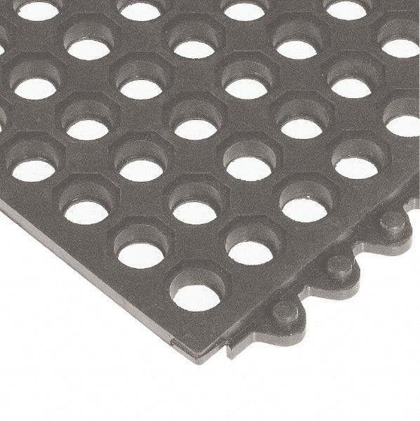 Wearwell - 3' Long x 3' Wide x 5/8" Thick, Anti-Fatigue Modular Matting Tiles - Black, For Dry & Wet Areas, Series 572 - All Tool & Supply