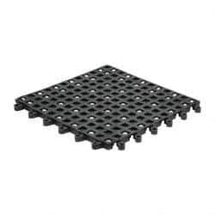 Wearwell - 18" Long x 18" Wide x 7/8" Thick, Anti-Fatigue Modular Matting Open Grid - Male & Female, 4 Interlocking Sides, Black, For Dry & Wet Areas, Series 560 - All Tool & Supply