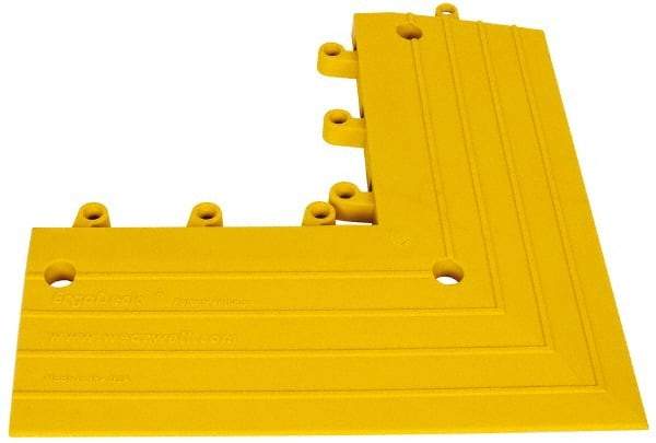 Wearwell - 15" Long x 6" Wide x 7/8" Thick, Anti-Fatigue Modular Matting Round Corner - Male, 2 Interlocking Sides, Yellow, For Dry & Wet Areas, Series 560 - All Tool & Supply