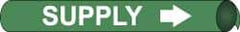 NMC - Pipe Marker with Supply Legend and Arrow Graphic - 3/4 to 1" Pipe Outside Diam, White on Green - All Tool & Supply