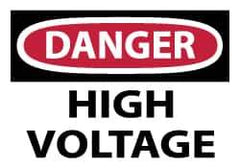 NMC - Accident Prevention Label, Header: DANGER - Legend: Danger - High Voltage, English, Red, Black & White, 5" Long x 3" High, Sign Muscle Finish - All Tool & Supply