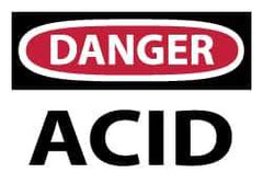 NMC - Hazardous Materials Label, Header: DANGER - Legend: Danger - Acid, English, Red, Black & White, 5" Long x 3" High, Sign Muscle Finish - All Tool & Supply