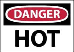 NMC - Hazardous Materials Label, Header: DANGER - Legend: Danger - Hot, English, Red, Black & White, 5" Long x 3" High, Sign Muscle Finish - All Tool & Supply