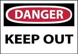 NMC - Accident Prevention Label, Header: DANGER - Legend: Danger - Keep Out, English, Red, Black & White, 5" Long x 3" High, Sign Muscle Finish - All Tool & Supply