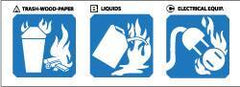 NMC - "A. Trash-Wood-Paper - B. Liquids - C. Electrical Equip", 1-3/4" Long x 5" Wide, Pressure-Sensitive Vinyl Safety Sign - Rectangle, 0.004" Thick, Use for Hazardous Materials - All Tool & Supply