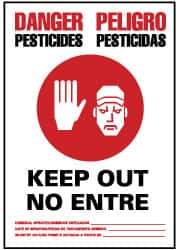 NMC - "Danger - Pesticides - Keep Out - No Enter", 20" Long x 14" Wide, Aluminum Safety Sign - Rectangle, 0.04" Thick, Use for Security & Admittance - All Tool & Supply