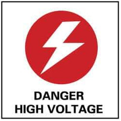 NMC - Accident Prevention Label - Legend: Danger - High Voltage, English, Black, Red & White, 4" Long x 4" High, Sign Muscle Finish - All Tool & Supply