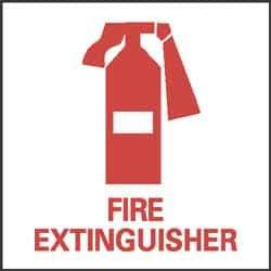 NMC - Fire Extinguisher, Pressure Sensitive Vinyl Fire Sign - 4" Wide x 4" High - All Tool & Supply